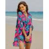 Ekouaer Beach Cover Ups for Women Bikini Swimsuit Coverup Beach Dress Shirt(Zw531-tropical Print)