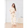 Ekouaer Maternity Pajama Set Button Down Nursing Pajamas Long Sleeve Breastfeeding Loungewear with Adjustable Pants(Apricot Cherry Teddy)