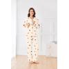 Ekouaer Maternity Pajama Set Button Down Nursing Pajamas Long Sleeve Breastfeeding Loungewear with Adjustable Pants(Apricot Cherry Teddy)