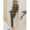 Ekouaer Maternity Pajama Set Button Down Nursing Pajamas Long Sleeve Breastfeeding Loungewear with Adjustable Pants(Army Green)
