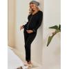 Ekouaer Maternity Pajama Set Button Down Nursing Pajamas Long Sleeve Breastfeeding Loungewear with Adjustable Pants(Black)