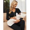 Ekouaer Maternity Pajama Set Button Down Nursing Pajamas Long Sleeve Breastfeeding Loungewear with Adjustable Pants(Black)