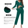 Ekouaer Maternity Pajama Set Button Down Nursing Pajamas Long Sleeve Breastfeeding Loungewear with Adjustable Pants(Deep Green)
