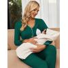 Ekouaer Maternity Pajama Set Button Down Nursing Pajamas Long Sleeve Breastfeeding Loungewear with Adjustable Pants(Deep Green)