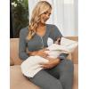 Ekouaer Maternity Pajama Set Button Down Nursing Pajamas Long Sleeve Breastfeeding Loungewear with Adjustable Pants(Deep Grey)