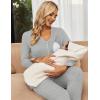 Ekouaer Maternity Pajama Set Button Down Nursing Pajamas Long Sleeve Breastfeeding Loungewear with Adjustable Pants(Light Grey)