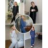 Ekouaer Maternity Pajama Set Button Down Nursing Pajamas Long Sleeve Breastfeeding Loungewear with Adjustable Pants(Navy Blue)