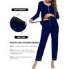 Ekouaer Maternity Pajama Set Button Down Nursing Pajamas Long Sleeve Breastfeeding Loungewear with Adjustable Pants(Navy Blue)