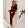 Ekouaer Maternity Pajama Set Button Down Nursing Pajamas Long Sleeve Breastfeeding Loungewear with Adjustable Pants(Red)