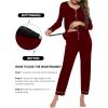 Ekouaer Maternity Pajama Set Button Down Nursing Pajamas Long Sleeve Breastfeeding Loungewear with Adjustable Pants(Wine Red)