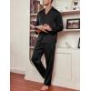 Ekouaer Men’s Silk Pajama Set Long Satin Loungewear 2 Piece Pjs Classic Button Down Sleepwear S-XXL(Black)