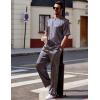 Ekouaer Mens Silk Satin Pajama Set Short Sleeve Sleepwear Silky Loungewear with Long Pants(Clover)