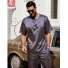 Ekouaer Mens Silk Satin Pajama Set Short Sleeve Sleepwear Silky Loungewear with Long Pants(Clover)