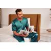 Ekouaer Mens Silk Satin Pajama Set Short Sleeve Sleepwear Silky Loungewear with Long Pants(Dark Green)