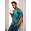 Ekouaer Mens Silk Satin Pajama Set Short Sleeve Sleepwear Silky Loungewear with Long Pants(Dark Green)