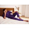 Ekouaer Mens Silk Satin Pajama Set Short Sleeve Sleepwear Silky Loungewear with Long Pants(Purple)