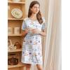 Ekouaer Nightgowns for Women Short Sleeve Sleep Shirts V Neck Nightshirts Soft Sleepshirt Caual T Shirt Sleepdress(Bear Blue)