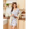 Ekouaer Nightgowns for Women Short Sleeve Sleep Shirts V Neck Nightshirts Soft Sleepshirt Caual T Shirt Sleepdress(Bear Blue)