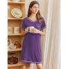 Ekouaer Nightgowns for Women Short Sleeve Sleep Shirts V Neck Nightshirts Soft Sleepshirt Caual T Shirt Sleepdress(Deep Purple)