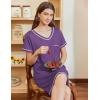 Ekouaer Nightgowns for Women Short Sleeve Sleep Shirts V Neck Nightshirts Soft Sleepshirt Caual T Shirt Sleepdress(Deep Purple)