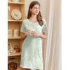 Ekouaer Nightgowns for Women Short Sleeve Sleep Shirts V Neck Nightshirts Soft Sleepshirt Caual T Shirt Sleepdress(Floral Light Green)