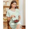 Ekouaer Nightgowns for Women Short Sleeve Sleep Shirts V Neck Nightshirts Soft Sleepshirt Caual T Shirt Sleepdress(Floral Light Green)