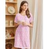 Ekouaer Nightgowns for Women Short Sleeve Sleep Shirts V Neck Nightshirts Soft Sleepshirt Caual T Shirt Sleepdress(Floral Pink)