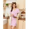 Ekouaer Nightgowns for Women Short Sleeve Sleep Shirts V Neck Nightshirts Soft Sleepshirt Caual T Shirt Sleepdress(Floral Pink)