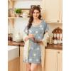 Ekouaer Nightgowns for Women Short Sleeve Sleep Shirts V Neck Nightshirts Soft Sleepshirt Caual T Shirt Sleepdress(Grey Star)