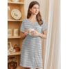 Ekouaer Nightgowns for Women Short Sleeve Sleep Shirts V Neck Nightshirts Soft Sleepshirt Caual T Shirt Sleepdress(Light Grey Stripe)