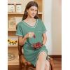 Ekouaer Nightgowns for Women Short Sleeve Sleep Shirts V Neck Nightshirts Soft Sleepshirt Caual T Shirt Sleepdress(Medium Green)