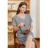 Ekouaer Nightgowns for Women Short Sleeve Sleep Shirts V Neck Nightshirts Soft Sleepshirt Caual T Shirt Sleepdress(Medium Grey)