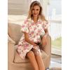 Ekouaer Satin Nightgowns for Women Button Down Nightshirts Silk Sleepshirts Short Sleeve Boyfriend Sleepwear S-XXXL(Teddy & Cherry)