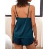 Ekouaer Satin Pajama Set for Women 2 Piece Silky Lingerie Sleepwear Lace Camisole Pj Shorts Set Soft Nightwear S-XXL(01-blue Green)
