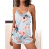 Ekouaer Satin Pajama Set for Women 2 Piece Silky Lingerie Sleepwear Lace Camisole Pj Shorts Set Soft Nightwear S-XXL(03-flower)