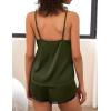 Ekouaer Satin Pajama Set for Women 2 Piece Silky Lingerie Sleepwear Lace Camisole Pj Shorts Set Soft Nightwear S-XXL(Army Green)