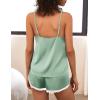 Ekouaer Satin Pajama Set for Women 2 Piece Silky Lingerie Sleepwear Lace Camisole Pj Shorts Set Soft Nightwear S-XXL(Pea Green)