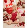 Ekouaer Satin Pajama Set for Women 2 Piece Silky Lingerie Sleepwear Lace Camisole Pj Shorts Set Soft Nightwear S-XXL(Red)