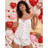 Ekouaer Satin Pajama Set for Women 2 Piece Silky Lingerie Sleepwear Lace Camisole Pj Shorts Set Soft Nightwear S-XXL(Red Heart-white)