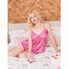 Ekouaer Satin Pajama Set for Women 2 Piece Silky Lingerie Sleepwear Lace Camisole Pj Shorts Set Soft Nightwear S-XXL(Teddy Bear)