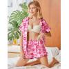Ekouaer Silk Pajamas for Women Short Sleeve Sleepwear Soft Button Down Loungewear 2 Piece Satin Pjs Shorts Set(A-pink Heart)
