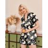 Ekouaer Silk Pajamas for Women Short Sleeve Sleepwear Soft Button Down Loungewear 2 Piece Satin Pjs Shorts Set(Teddy Black)