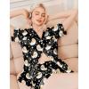 Ekouaer Silk Pajamas for Women Short Sleeve Sleepwear Soft Button Down Loungewear 2 Piece Satin Pjs Shorts Set(Teddy Black)