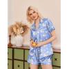 Ekouaer Silk Pajamas for Women Short Sleeve Sleepwear Soft Button Down Loungewear 2 Piece Satin Pjs Shorts Set(Teddy Blue)