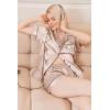 Ekouaer Silk Pajamas for Women Short Sleeve Sleepwear Soft Button Down Loungewear 2 Piece Satin Pjs Shorts Set(Teddy Champagne Teddy)