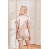 Ekouaer Silk Pajamas for Women Short Sleeve Sleepwear Soft Button Down Loungewear 2 Piece Satin Pjs Shorts Set(Teddy Champagne Teddy)