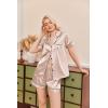 Ekouaer Silk Pajamas for Women Short Sleeve Sleepwear Soft Button Down Loungewear 2 Piece Satin Pjs Shorts Set(Teddy Champagne Teddy)