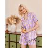 Ekouaer Silk Pajamas for Women Short Sleeve Sleepwear Soft Button Down Loungewear 2 Piece Satin Pjs Shorts Set(Teddy Pink Striped)