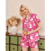 Ekouaer Silk Pajamas for Women Short Sleeve Sleepwear Soft Button Down Loungewear 2 Piece Satin Pjs Shorts Set(Teddy Rose)