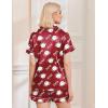 Ekouaer Silk Pajamas for Women Short Sleeve Sleepwear Soft Button Down Loungewear 2 Piece Satin Pjs Shorts Set(Teddy Wine)